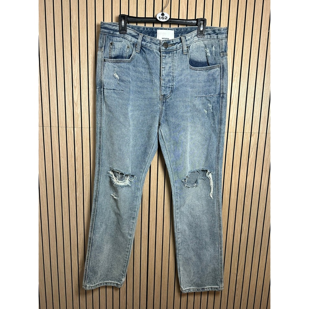 162 OneTeaspoon Mr Classic Straight Leg Distressed Blue‎ Jeans (Size 34, EUC)